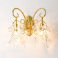 Scroll Frame Teardrop Crystal Wall Mount Light Contemporary 2 Lights Brass Sconce Light for Bedroom Clearhalo 'Modern wall lights' 'Modern' 'Wall Lamps & Sconces' 'Wall Lights' Lighting' 559964