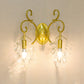 Gold Curve Arm Sconce Light Fixture Postmodern 2 Light Crystal Drip Wall Mount Light Clearhalo 'Modern wall lights' 'Modern' 'Wall Lamps & Sconces' 'Wall Lights' Lighting' 559967