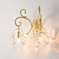 Gold Curve Arm Sconce Light Fixture Postmodern 2 Light Crystal Drip Wall Mount Light Clearhalo 'Modern wall lights' 'Modern' 'Wall Lamps & Sconces' 'Wall Lights' Lighting' 559969