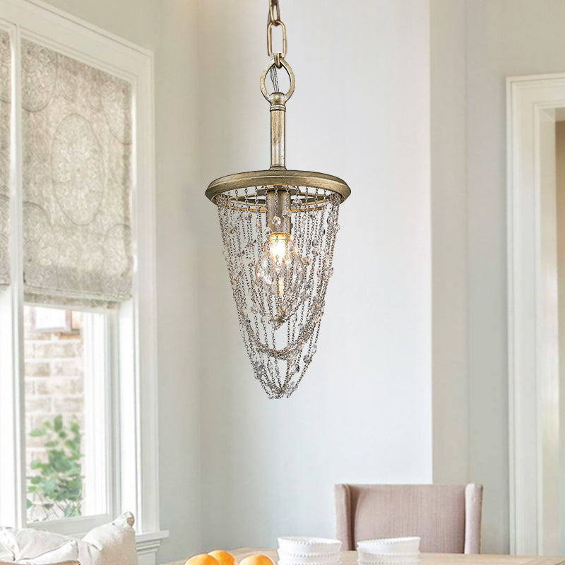 Circular Metal Ceiling Light Nordic 1 Light Gold Chandelier Light with Iron Mesh and Crystal Accent Clearhalo 'Ceiling Lights' 'Modern Pendants' 'Modern' 'Pendant Lights' 'Pendants' Lighting' 560102