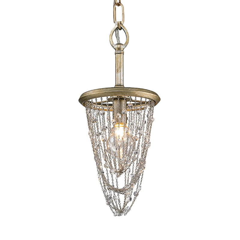 Circular Metal Ceiling Light Nordic 1 Light Gold Chandelier Light with Iron Mesh and Crystal Accent Clearhalo 'Ceiling Lights' 'Modern Pendants' 'Modern' 'Pendant Lights' 'Pendants' Lighting' 560104
