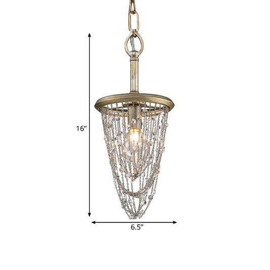 Circular Metal Ceiling Light Nordic 1 Light Gold Chandelier Light with Iron Mesh and Crystal Accent Clearhalo 'Ceiling Lights' 'Modern Pendants' 'Modern' 'Pendant Lights' 'Pendants' Lighting' 560105
