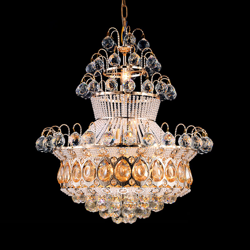 Gourd Ceiling Light Fixture Modern Crystal 10 Lights Gold Chandelier Light for Bedroom Clearhalo 'Ceiling Lights' 'Chandeliers' 'Modern Chandeliers' 'Modern' Lighting' 560180
