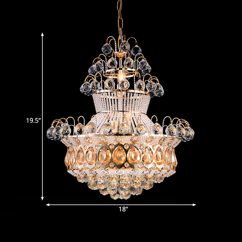 Gourd Ceiling Light Fixture Modern Crystal 10 Lights Gold Chandelier Light for Bedroom Clearhalo 'Ceiling Lights' 'Chandeliers' 'Modern Chandeliers' 'Modern' Lighting' 560182