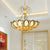 Contemporary Lotus Ceiling Light Crystal 6 Lights Dining Room Hanging Light in Gold Gold Clearhalo 'Ceiling Lights' 'Chandeliers' 'Modern Chandeliers' 'Modern' Lighting' 560183