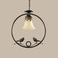 1 Light Round Pendant Lighting Fixture Classical Black Metal Hanging Ceiling Light with Bell Shade and Bird Clearhalo 'Ceiling Lights' 'Pendant Lights' 'Pendants' Lighting' 560216