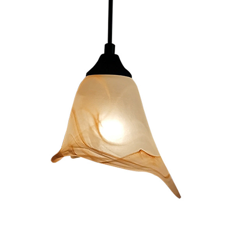 Flower Shape/Cone Living Room Hanging Light Kit Traditional Textured Glass 1 Light White Pendant Lighting Clearhalo 'Ceiling Lights' 'Glass shade' 'Glass' 'Island Lights' 'Pendant Lights' 'Pendants' Lighting' 560221