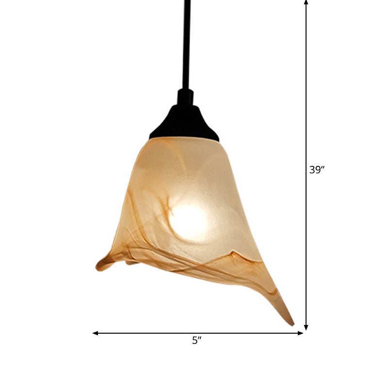 Flower Shape/Cone Living Room Hanging Light Kit Traditional Textured Glass 1 Light White Pendant Lighting Clearhalo 'Ceiling Lights' 'Glass shade' 'Glass' 'Island Lights' 'Pendant Lights' 'Pendants' Lighting' 560222