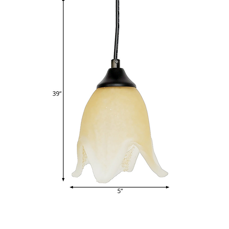 Flower Shape/Cone Living Room Hanging Light Kit Traditional Textured Glass 1 Light White Pendant Lighting Clearhalo 'Ceiling Lights' 'Glass shade' 'Glass' 'Island Lights' 'Pendant Lights' 'Pendants' Lighting' 560232