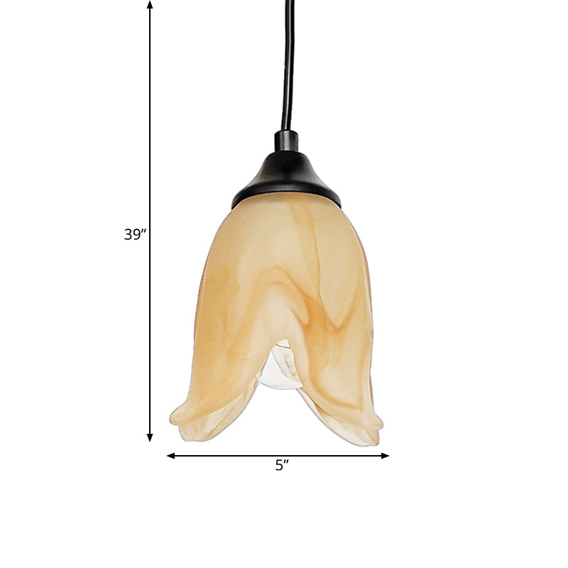 Flower Shape/Cone Living Room Hanging Light Kit Traditional Textured Glass 1 Light White Pendant Lighting Clearhalo 'Ceiling Lights' 'Glass shade' 'Glass' 'Island Lights' 'Pendant Lights' 'Pendants' Lighting' 560237