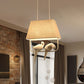 Trapezoid Dining Room Hanging Light Kit Traditional Fabric 1/2/3 Light White Pendant Lighting with Bird Clearhalo 'Ceiling Lights' 'Pendant Lights' 'Pendants' Lighting' 560254