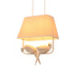 Trapezoid Dining Room Hanging Light Kit Traditional Fabric 1/2/3 Light White Pendant Lighting with Bird Clearhalo 'Ceiling Lights' 'Pendant Lights' 'Pendants' Lighting' 560256
