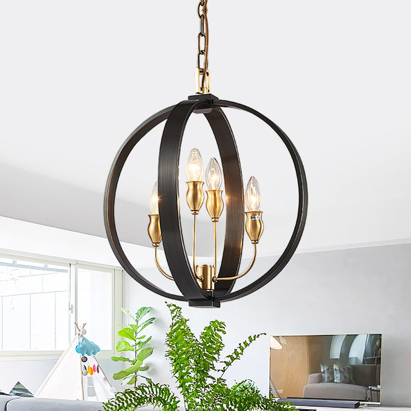 4/8 Lights Ceiling Light Traditional Candelabra Metal Hanging Chandelier in Black for Living Room Clearhalo 'Ceiling Lights' 'Chandeliers' Lighting' options 560336