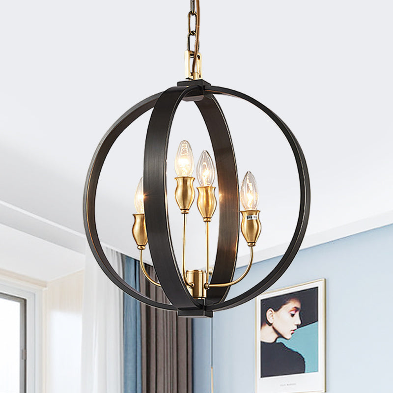 4/8 Lights Ceiling Light Traditional Candelabra Metal Hanging Chandelier in Black for Living Room Clearhalo 'Ceiling Lights' 'Chandeliers' Lighting' options 560337