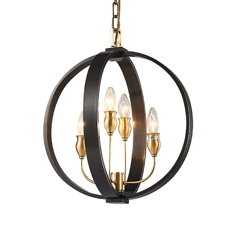4/8 Lights Ceiling Light Traditional Candelabra Metal Hanging Chandelier in Black for Living Room Clearhalo 'Ceiling Lights' 'Chandeliers' Lighting' options 560338
