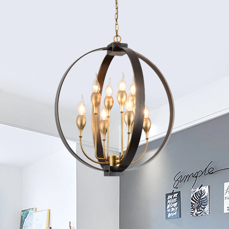4/8 Lights Ceiling Light Traditional Candelabra Metal Hanging Chandelier in Black for Living Room Clearhalo 'Ceiling Lights' 'Chandeliers' Lighting' options 560341