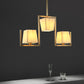 3 Lights Dining Room Hanging Light Kit Classic Brass Island Lighting with Rectangle Fabric Shade Clearhalo 'Ceiling Lights' 'Island Lights' Lighting' 560412