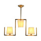 3 Lights Dining Room Hanging Light Kit Classic Brass Island Lighting with Rectangle Fabric Shade Clearhalo 'Ceiling Lights' 'Island Lights' Lighting' 560414