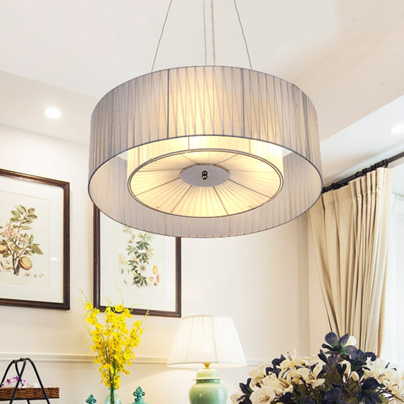 White Drum Pendant Lighting Nordic Fabric 3 Lights Living Room Chandelier, 18"/21.5"/25.5" Wide White Clearhalo 'Ceiling Lights' 'Chandeliers' Lighting' options 560416_2a49a5db-80f0-4d06-9cda-6a448af2c9a4