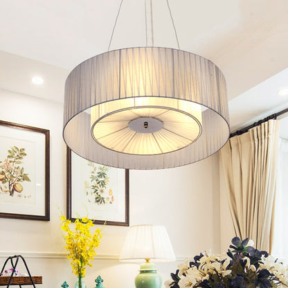 White Drum Pendant Lighting Nordic Fabric 3 Lights Living Room Chandelier, 18"/21.5"/25.5" Wide White Clearhalo 'Ceiling Lights' 'Chandeliers' Lighting' options 560416_2a49a5db-80f0-4d06-9cda-6a448af2c9a4