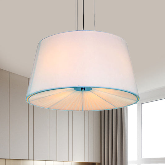 Fabric Drum Hanging Chandelier Nordic 4 Lights Living Room Pendant Light in White/Blue/Beige with Apricot Design Clearhalo 'Ceiling Lights' 'Chandeliers' Lighting' options 560432