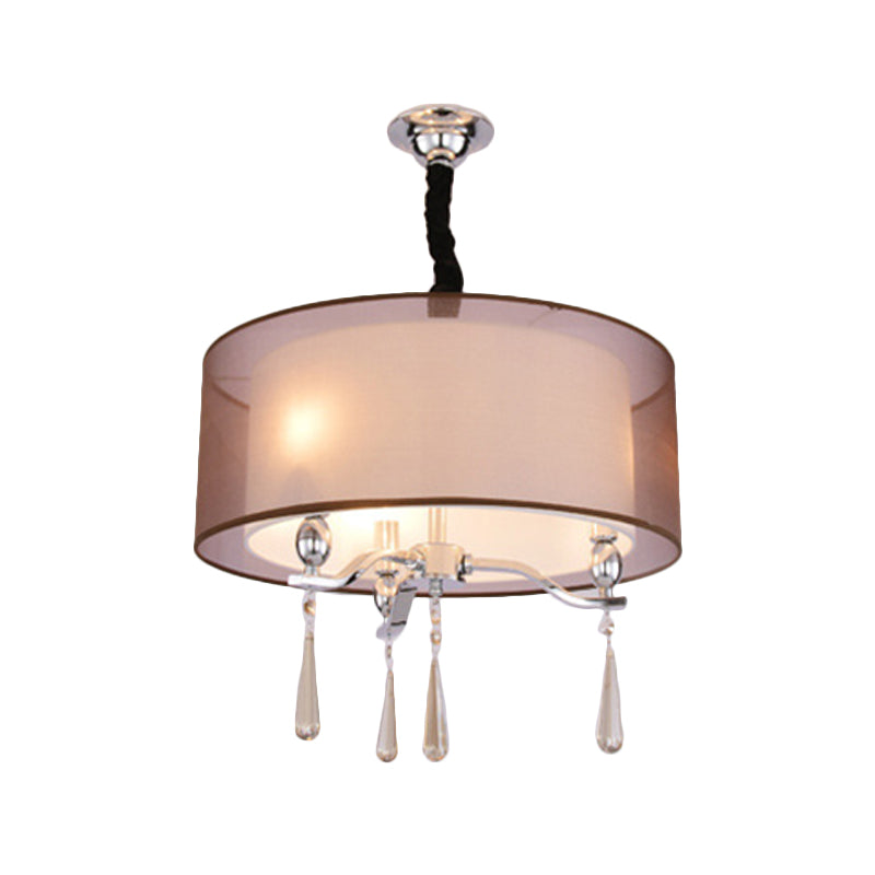 Cylinder Fabric Chandelier Light Nordic 3 Lights Living Room Pendant Lighting in Black/Red Clearhalo 'Ceiling Lights' 'Chandeliers' Lighting' options 560458