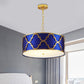 3 Lights Chandelier Light with Drum Shade Fabric Nordic Dining Room Ceiling Lamp in Black/White/Blue, 16"/19.5"/23.5" Wide Blue Clearhalo 'Ceiling Lights' 'Chandeliers' Lighting' options 560470_344d43e0-61e4-4e7f-9e38-e23cbb5c455e