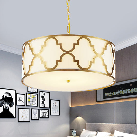 3 Lights Chandelier Light with Drum Shade Fabric Nordic Dining Room Ceiling Lamp in Black/White/Blue, 16"/19.5"/23.5" Wide Clearhalo 'Ceiling Lights' 'Chandeliers' Lighting' options 560481
