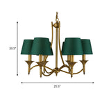 3/6/8 Lights Fabric Pendant Chandelier Classic Green Cone Bedroom Hanging Ceiling Fixture Clearhalo 'Ceiling Lights' 'Chandeliers' Lighting' options 560547