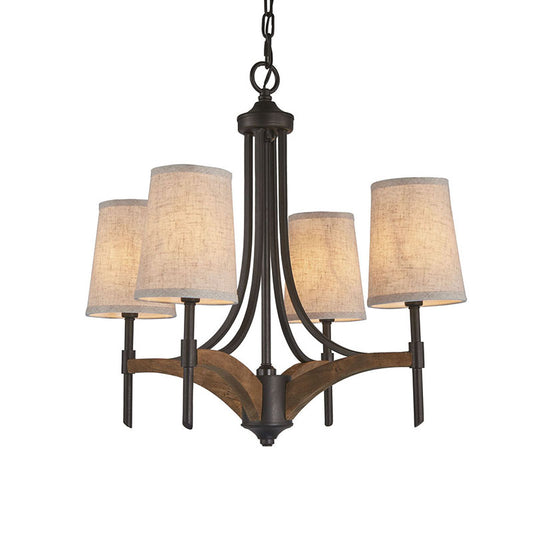 Candelabra Metal Chandelier Lighting Classic 4 Lights Living Room Pendant Lighting in Black with/without Shade Clearhalo 'Ceiling Lights' 'Chandeliers' Lighting' options 560572