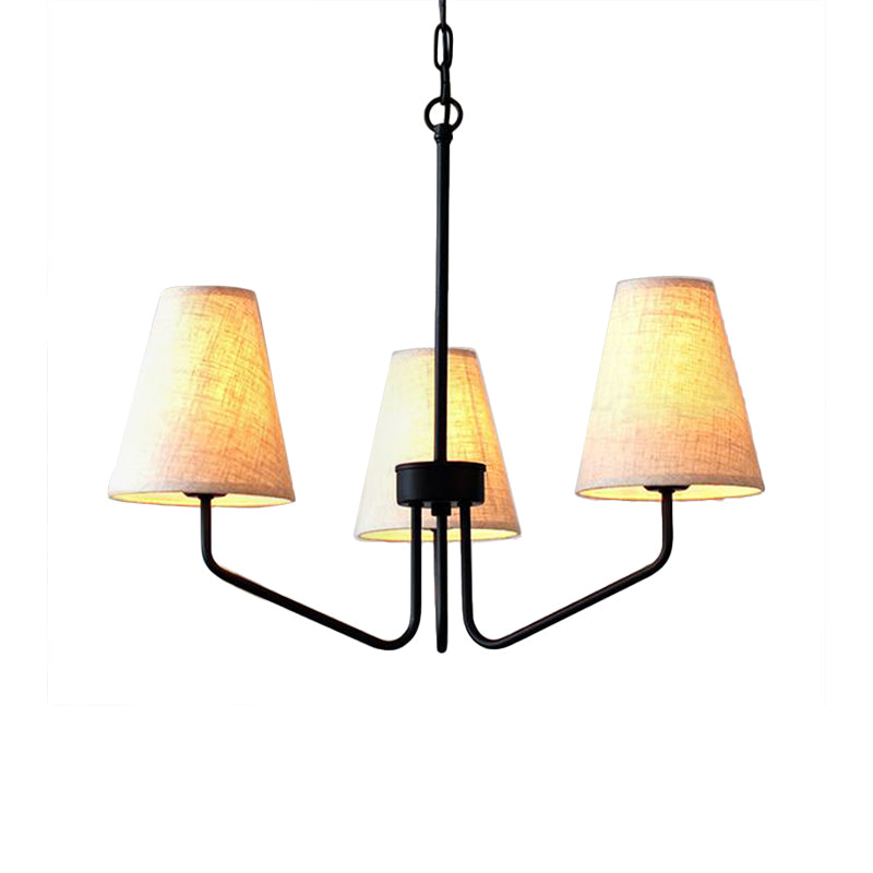 Fabric Conical Hanging Chandelier Traditional 3/5/6 Lights Living Room Pendant Light in Flaxen Clearhalo 'Ceiling Lights' 'Chandeliers' Lighting' options 560627