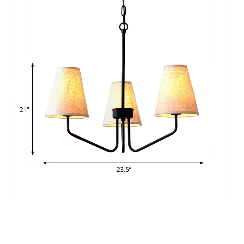 Fabric Conical Hanging Chandelier Traditional 3/5/6 Lights Living Room Pendant Light in Flaxen Clearhalo 'Ceiling Lights' 'Chandeliers' Lighting' options 560628