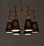 Tapered Fabric Chandelier Light Traditional 6 Lights Living Room Pendant Lighting in White/Black/Flaxen Clearhalo 'Ceiling Lights' 'Chandeliers' Lighting' options 560663