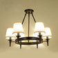 Tapered Living Room Pendant Chandelier Traditional Fabric 3/6/8 Lights Black Hanging Fixture with Wagon Wheel Design Clearhalo 'Ceiling Lights' 'Chandeliers' Lighting' options 560676