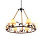 Beige 6 Lights Chandelier Light Fixture Traditional Fabric Wagon Wheel Pendant Lamp with Cone Shade Clearhalo 'Ceiling Lights' 'Chandeliers' Lighting' options 560702