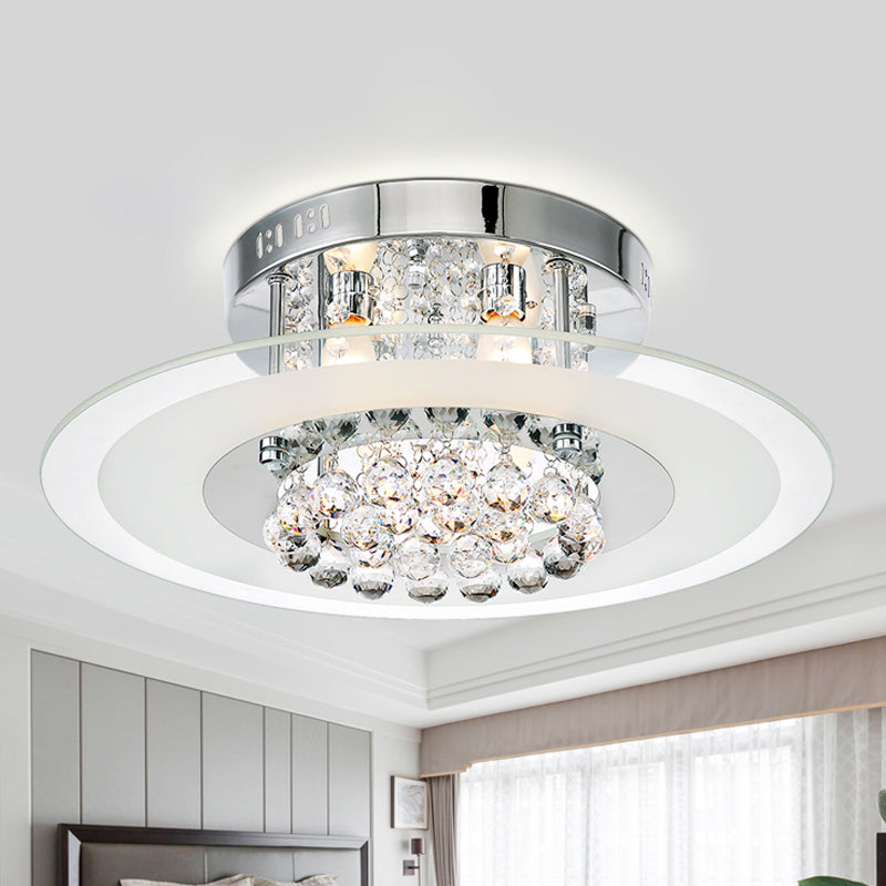 4 Lights Bedroom Flush Mount Contemporary Round Crystal Ceiling Lamp in Chrome Clearhalo 'Ceiling Lights' 'Close To Ceiling Lights' 'Close to ceiling' 'Flush mount' Lighting' 560901