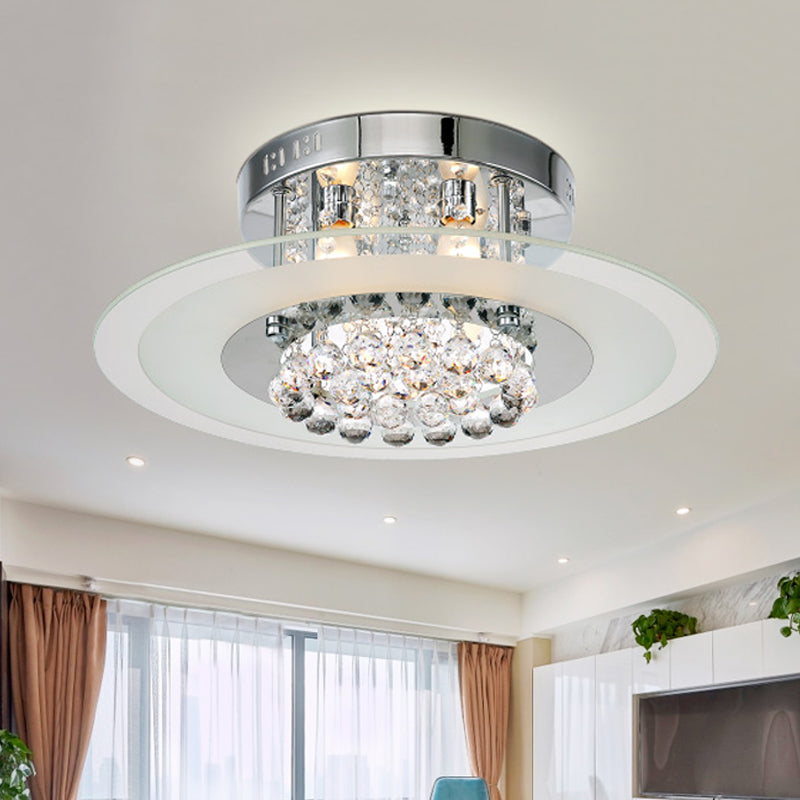 4 Lights Bedroom Flush Mount Contemporary Round Crystal Ceiling Lamp in Chrome Clearhalo 'Ceiling Lights' 'Close To Ceiling Lights' 'Close to ceiling' 'Flush mount' Lighting' 560902