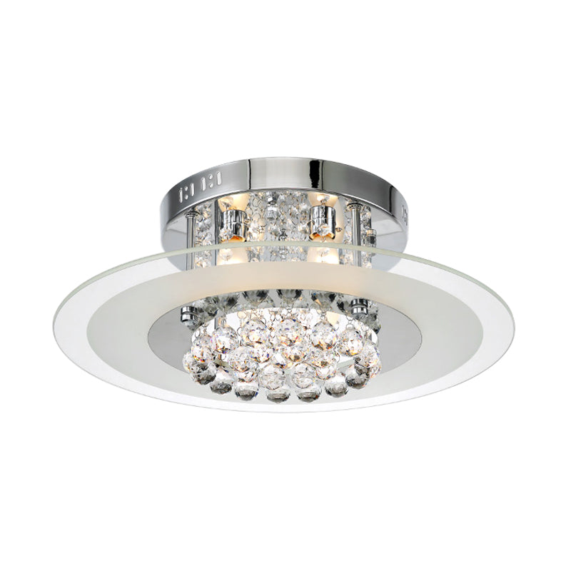 4 Lights Bedroom Flush Mount Contemporary Round Crystal Ceiling Lamp in Chrome Clearhalo 'Ceiling Lights' 'Close To Ceiling Lights' 'Close to ceiling' 'Flush mount' Lighting' 560903