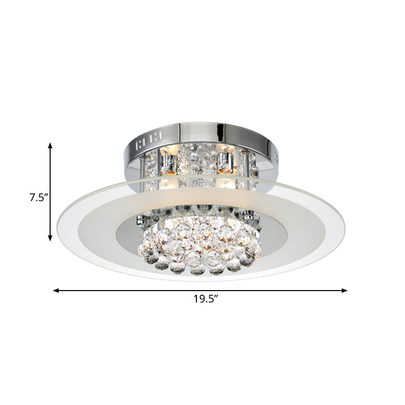 4 Lights Bedroom Flush Mount Contemporary Round Crystal Ceiling Lamp in Chrome Clearhalo 'Ceiling Lights' 'Close To Ceiling Lights' 'Close to ceiling' 'Flush mount' Lighting' 560904