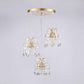 Golden Flared Semi Flush Light Traditional 3 Heads Metallic Dining Room Close to Ceiling Light with Crystal Draping Clearhalo 'Ceiling Lights' 'Close To Ceiling Lights' 'Close to ceiling' Lighting' 560946