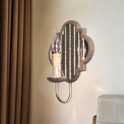 Candle Aged Silver Metal Wall Light Vintage 1 Light Corridor Sconce Light with Mirror Backplate Aged Silver Clearhalo 'Wall Lamps & Sconces' 'Wall Lights' Lighting' 561105