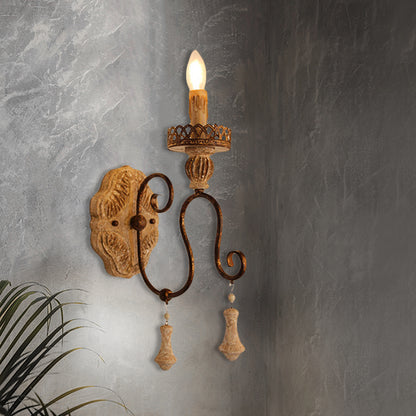 Swirled Arm Bedroom Wall Light Rustic Iron 1/2 Lights Distressted White Wall Mounted Light 1.0 Distressed White Clearhalo 'Wall Lamps & Sconces' 'Wall Lights' Lighting' 561123