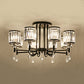 Black Cylinder Semi Flush Ceiling Light Modernist Clear Crystal 3/6/8 Heads Ceiling Lamp for Bedroom Clearhalo 'Ceiling Lights' 'Close To Ceiling Lights' 'Close to ceiling' 'Semi-flushmount' Lighting' 561734