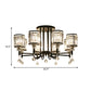 Black Cylinder Semi Flush Ceiling Light Modernist Clear Crystal 3/6/8 Heads Ceiling Lamp for Bedroom Clearhalo 'Ceiling Lights' 'Close To Ceiling Lights' 'Close to ceiling' 'Semi-flushmount' Lighting' 561735