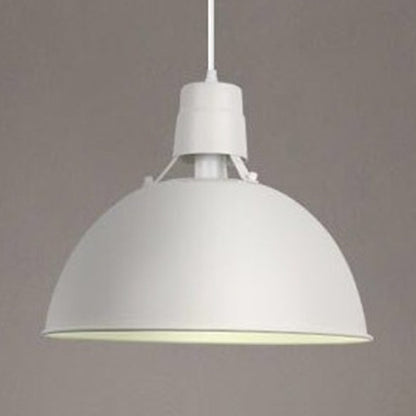 16"/19.5" W 1 Light Pendant Lighting with Dome Shade Metal Industrial Dining Room Hanging Ceiling Light in Black/White White Clearhalo 'Ceiling Lights' 'Modern Pendants' 'Modern' 'Pendant Lights' 'Pendants' Lighting' 56834