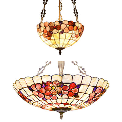 Desert Rose Dining Room Ceiling Light 19.5"/12" Width Stained Glass Tiffany Classic Semi Flush Mount Light in Beige Clearhalo 'Ceiling Lights' 'Close To Ceiling Lights' 'Close to ceiling' 'Glass shade' 'Glass' 'Semi-flushmount' 'Tiffany close to ceiling' 'Tiffany' Lighting' 58858