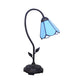Blue/Red/Yellow Cone/Bell Shade Table Lamp Tiffany Stylish 1 Light Stainless Glass Table Lighting with Curved Arm Clearhalo 'Lamps' 'Table Lamps' Lighting' 58924