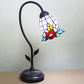 Blue/Red/Yellow Cone/Bell Shade Table Lamp Tiffany Stylish 1 Light Stainless Glass Table Lighting with Curved Arm Red Clearhalo 'Lamps' 'Table Lamps' Lighting' 58933