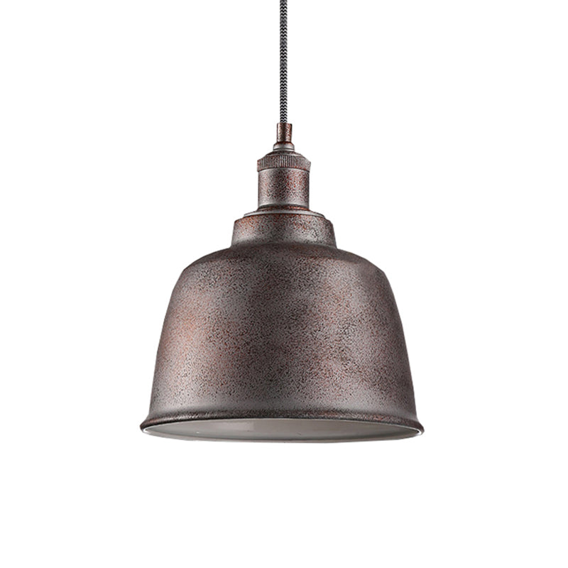 Rust/White Finish Bucket Pendant Lamp Vintage Style Metal 1 Light Indoor Hanging Lamp with Adjustable Cord Clearhalo 'Art Deco Pendants' 'Cast Iron' 'Ceiling Lights' 'Ceramic' 'Crystal' 'Industrial Pendants' 'Industrial' 'Metal' 'Middle Century Pendants' 'Pendant Lights' 'Pendants' 'Tiffany' Lighting' 59718