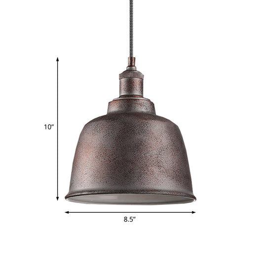 Rust/White Finish Bucket Pendant Lamp Vintage Style Metal 1 Light Indoor Hanging Lamp with Adjustable Cord Clearhalo 'Art Deco Pendants' 'Cast Iron' 'Ceiling Lights' 'Ceramic' 'Crystal' 'Industrial Pendants' 'Industrial' 'Metal' 'Middle Century Pendants' 'Pendant Lights' 'Pendants' 'Tiffany' Lighting' 59719